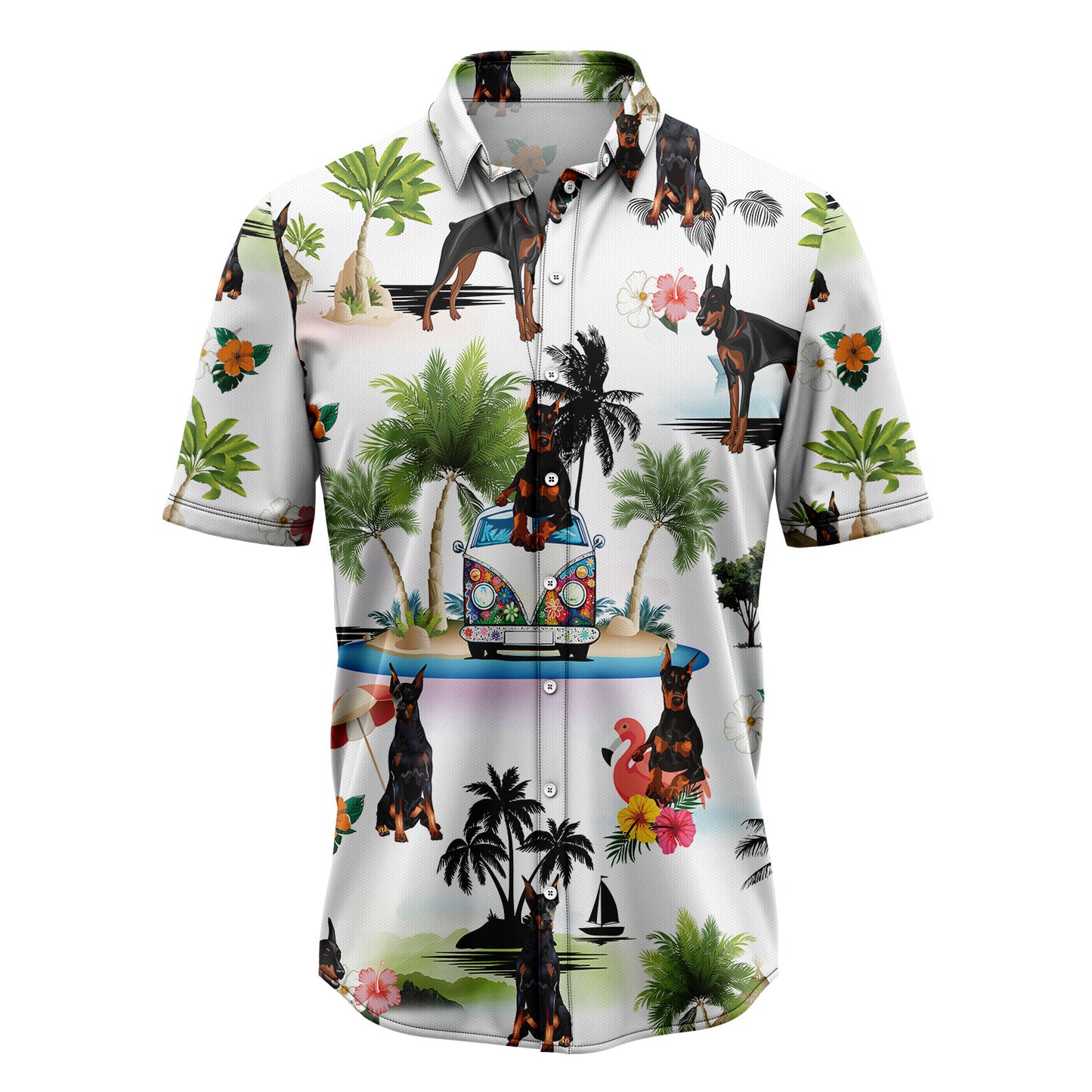 Doberman Pinscher Vacation G5716 Hawaiian Shirt