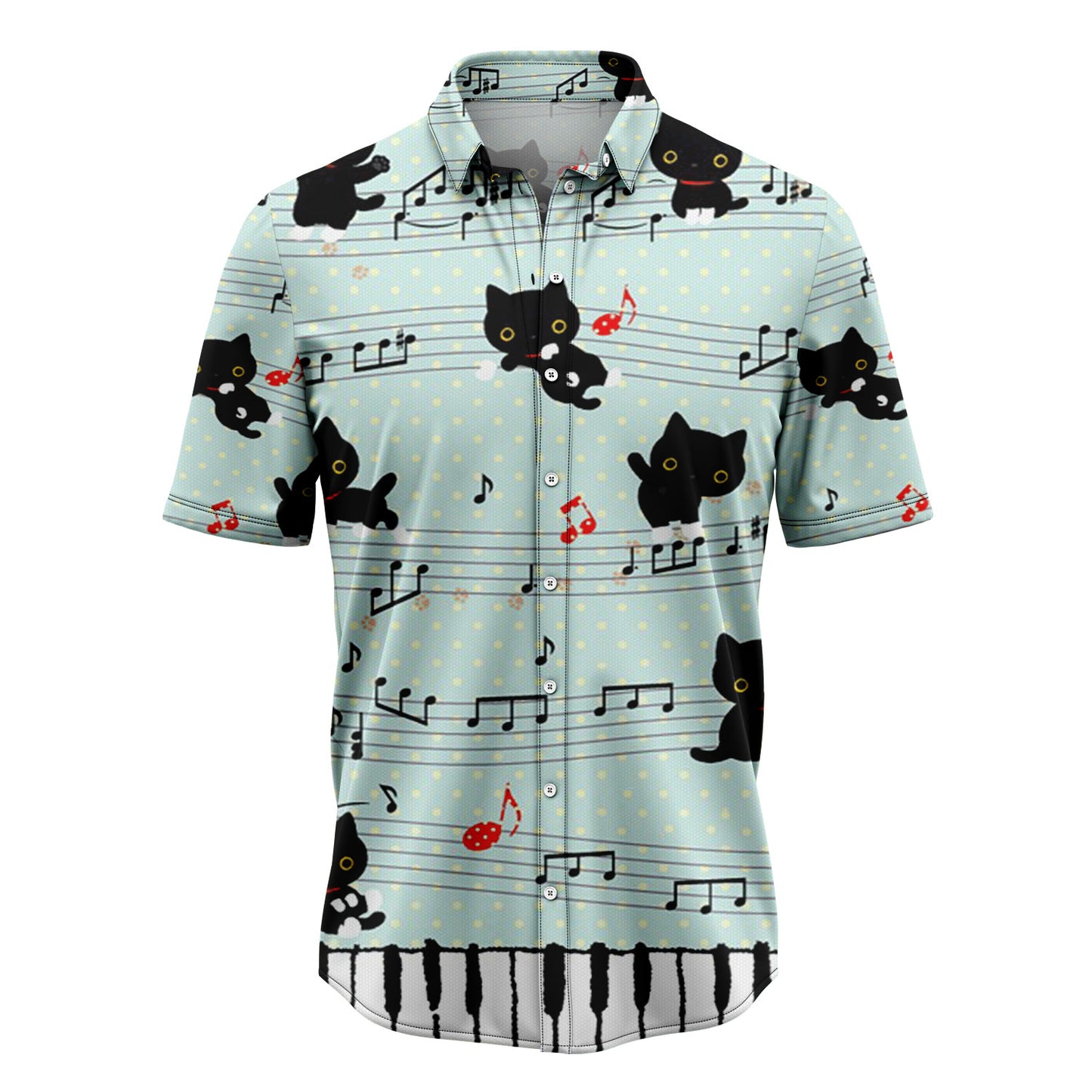 Black Cat With Music H217012 Hawaiian Shirt