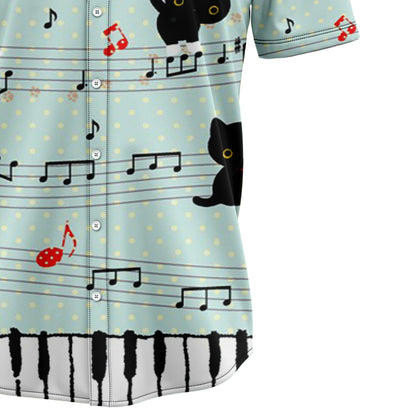 Black Cat With Music H217012 Hawaiian Shirt