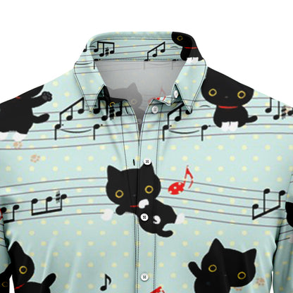 Black Cat With Music H217012 Hawaiian Shirt