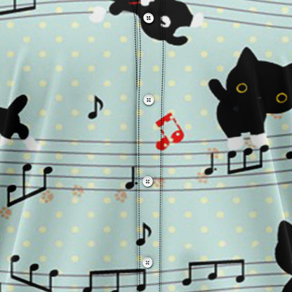 Black Cat With Music H217012 Hawaiian Shirt