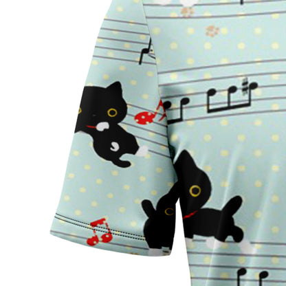 Black Cat With Music H217012 Hawaiian Shirt