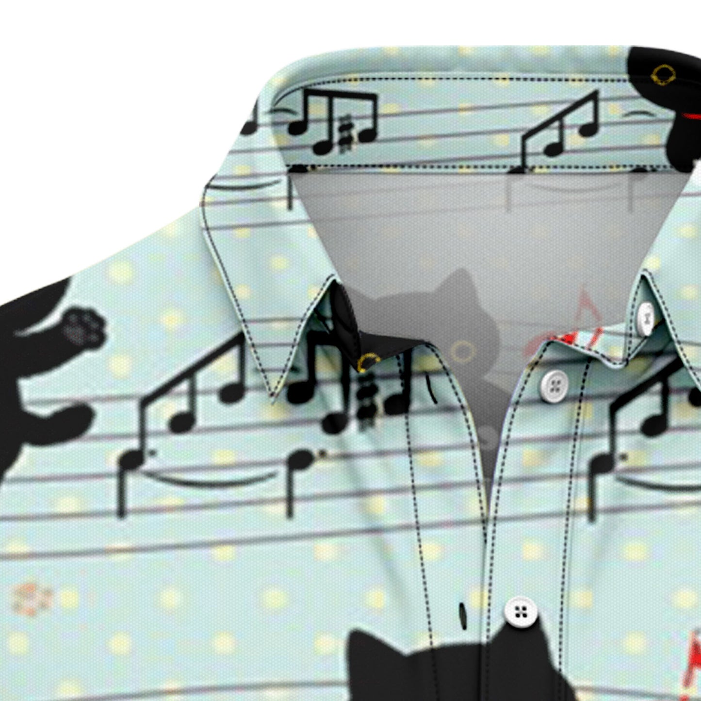 Black Cat With Music H217012 Hawaiian Shirt