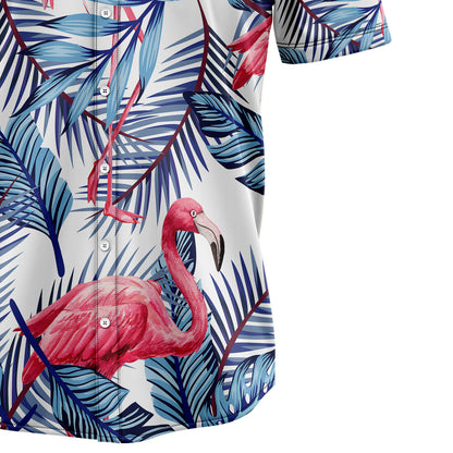 Flamingo Blue Palm Leaves T0907 Hawaiian Shirt