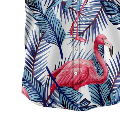 Flamingo Blue Palm Leaves T0907 Hawaiian Shirt