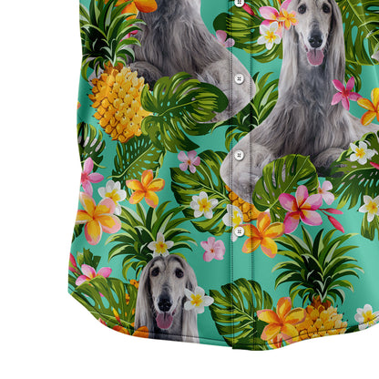 Tropical Pineapple Afghan Hound H137064 Hawaiian Shirt