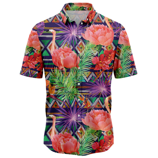 Tropical Leaves Flamingo G5708- Hawaii Shirt