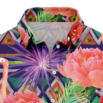 Tropical Leaves Flamingo G5708- Hawaii Shirt