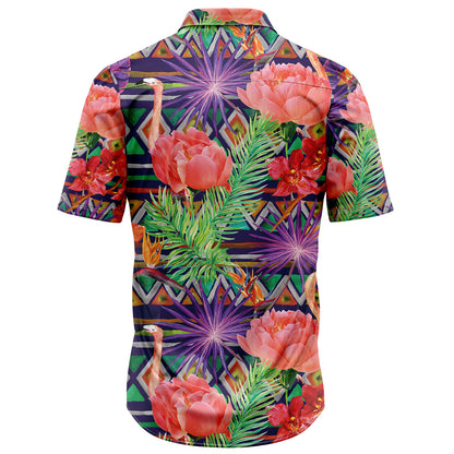 Tropical Leaves Flamingo G5708- Hawaii Shirt