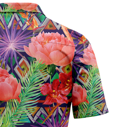 Tropical Leaves Flamingo G5708- Hawaii Shirt