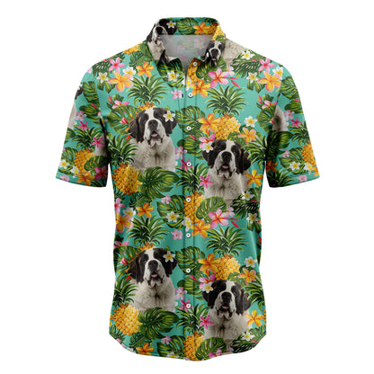 Tropical Pineapple Saint Bernard H37027 Hawaiian Shirt