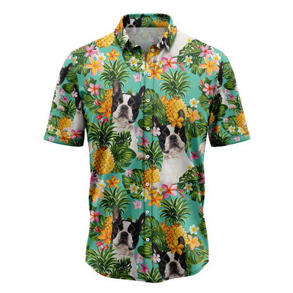 Tropical Pineapple Boston Terrier H3723 Hawaiian Shirt
