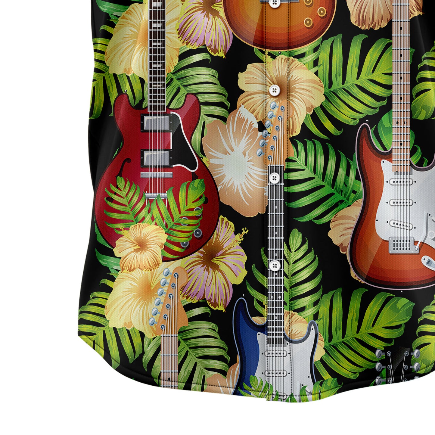 Guitar Yellow Hibiscus Flower T0907 Hawaiian Shirt