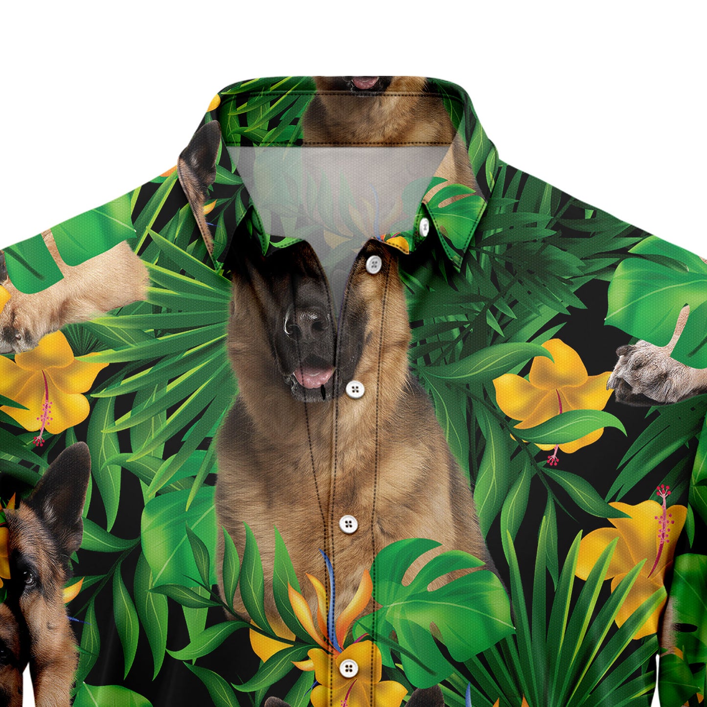 German Shepherd Tropical Wild Flower T0807 Hawaiian Shirt