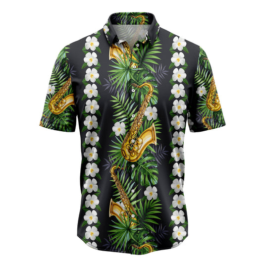 Saxophone Green Leaf T2207 Hawaiian Shirt
