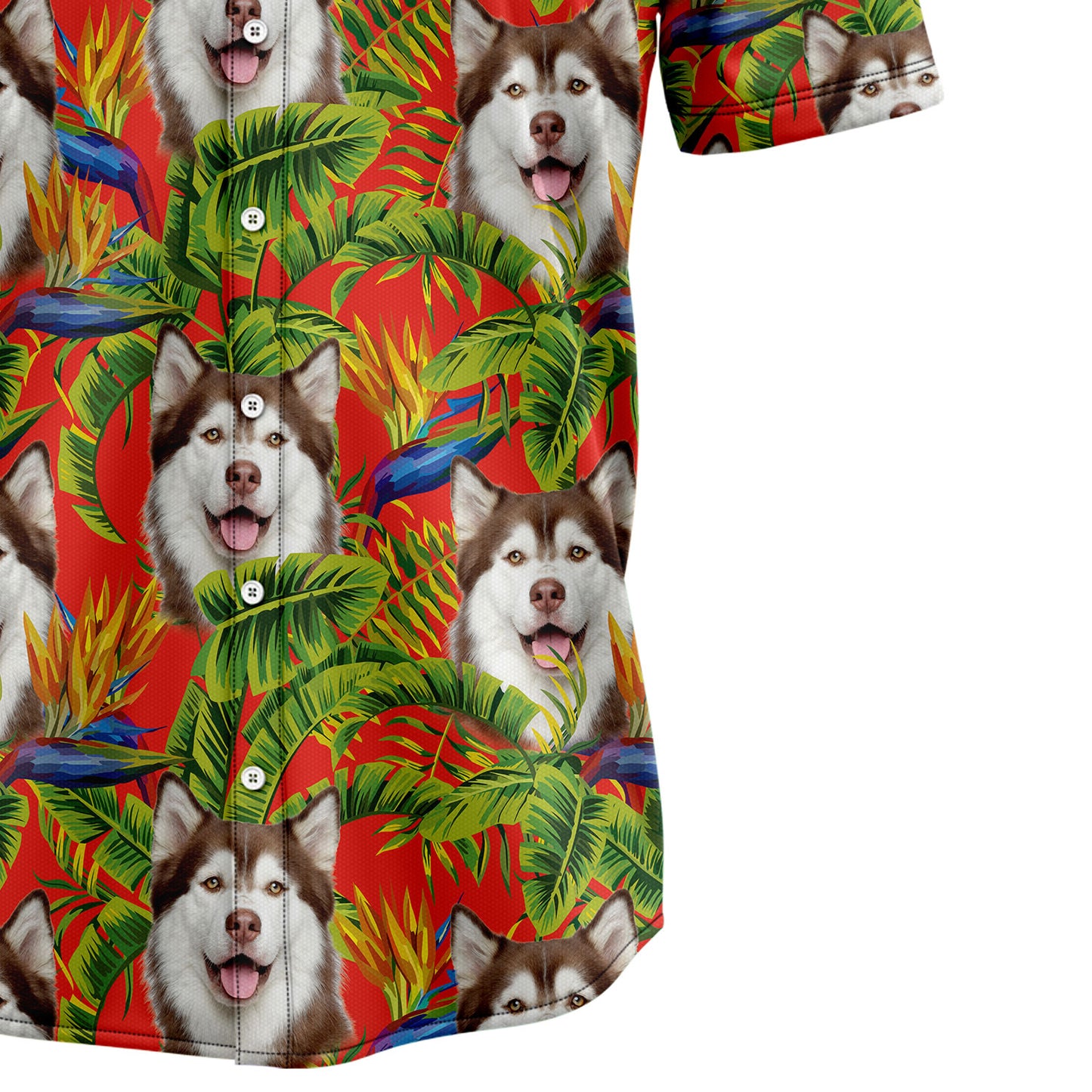 Custom Photo Dog Red Tropical Hawaiian Shirt