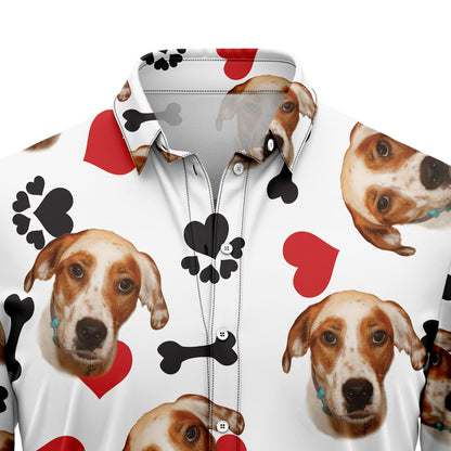 Custom Photo Dog Heart and Bone G5730 Hawaiian Shirt