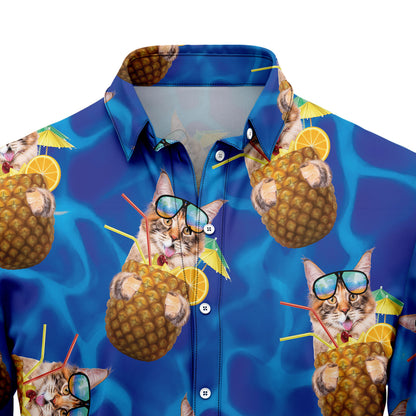 Pineapple Maine Coon Cat Hawaiian Shirt
