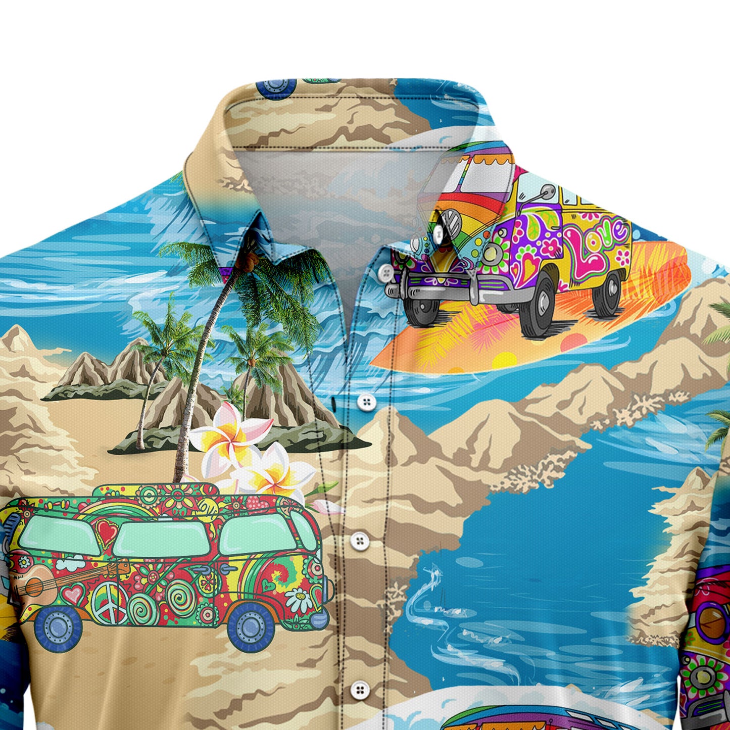 Hippie Bus Island Hawaiian Shirt