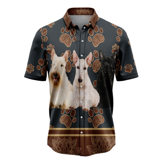 Scottish Terrier Flower Paw H13824 Hawaiian Shirt