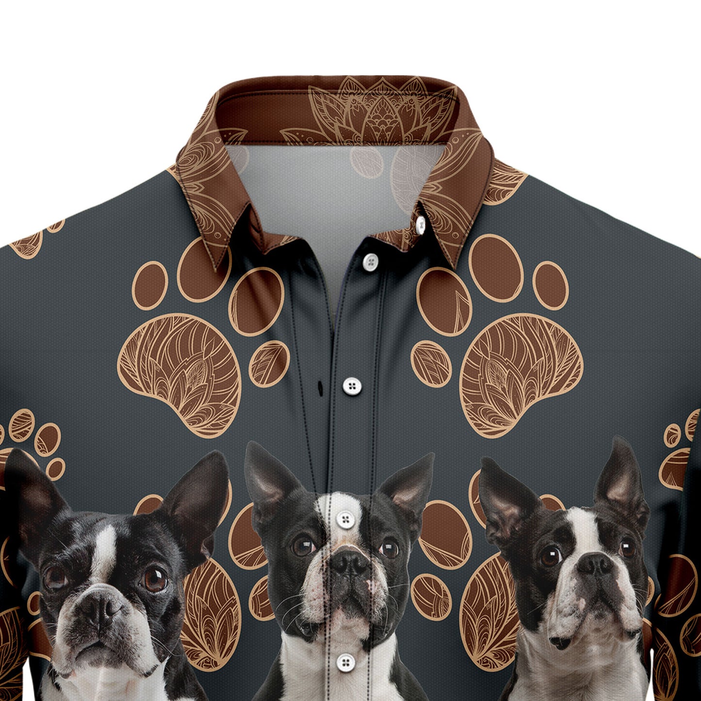 Boston Terrier Flower Paw H13815 Hawaiian Shirt