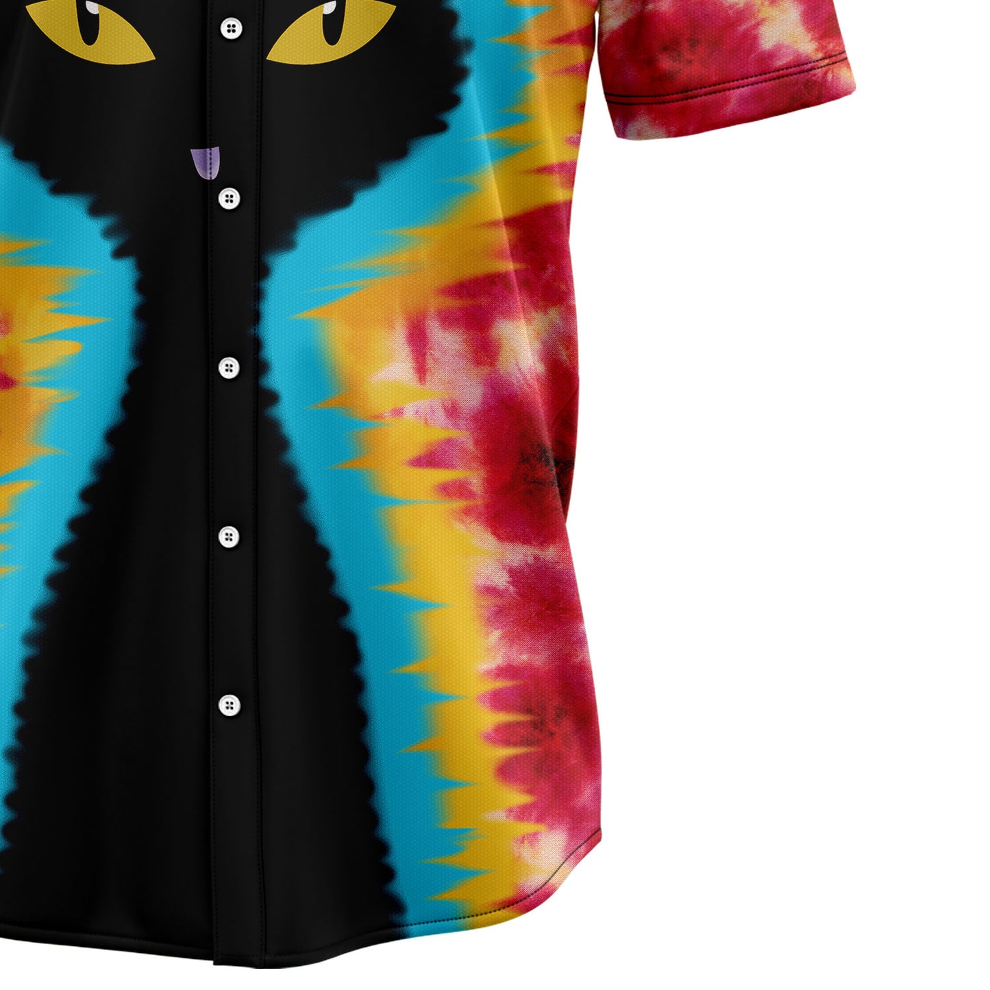 Black Cat Tie Dye H10814 Hawaiian Shirt