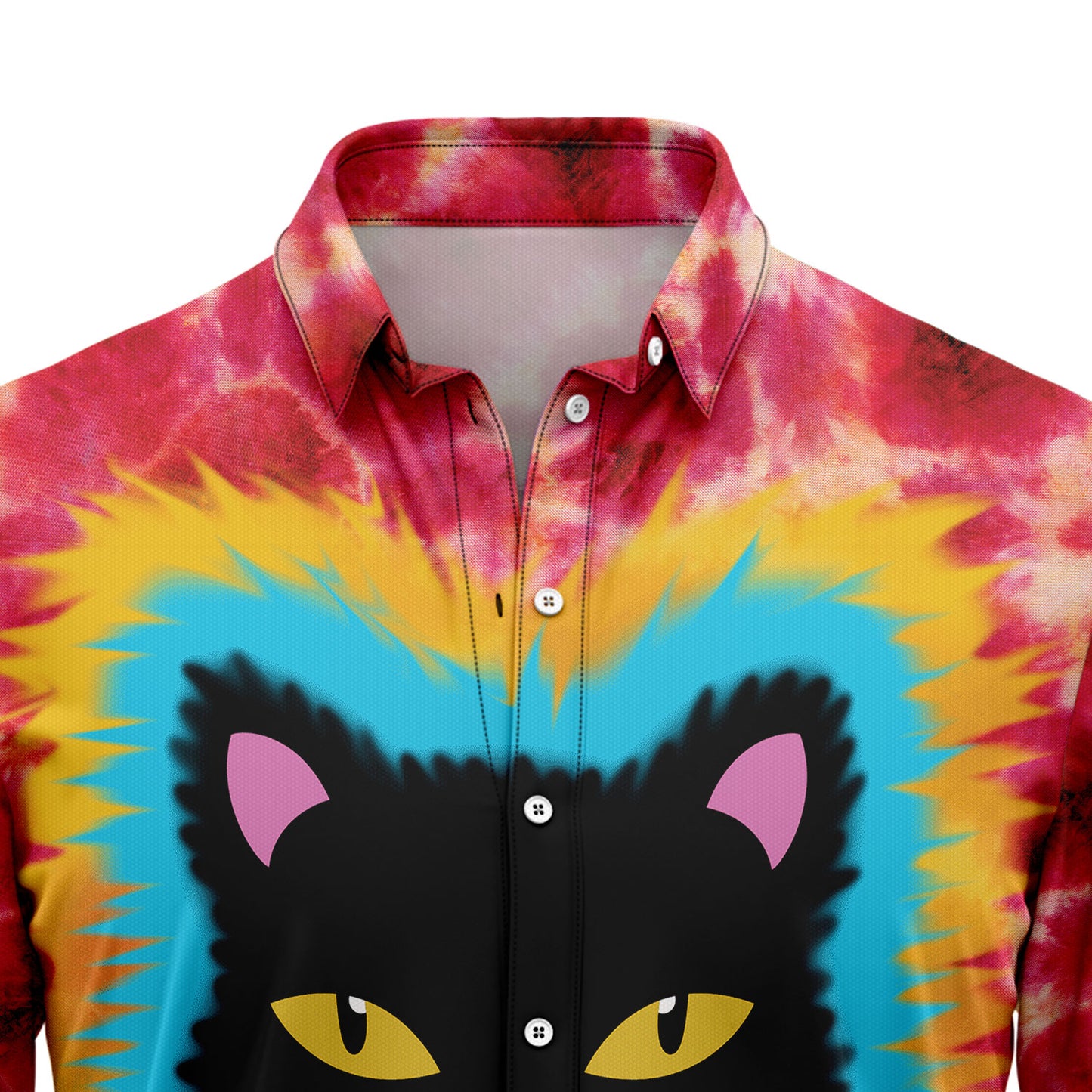 Black Cat Tie Dye H10814 Hawaiian Shirt