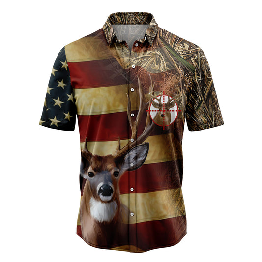 Deer US Flag G5813 Hawaiian Shirt