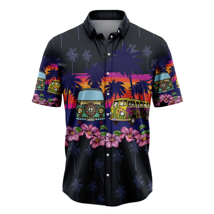 Hippie Bus Border Chest G5714 Hawaiian Shirt