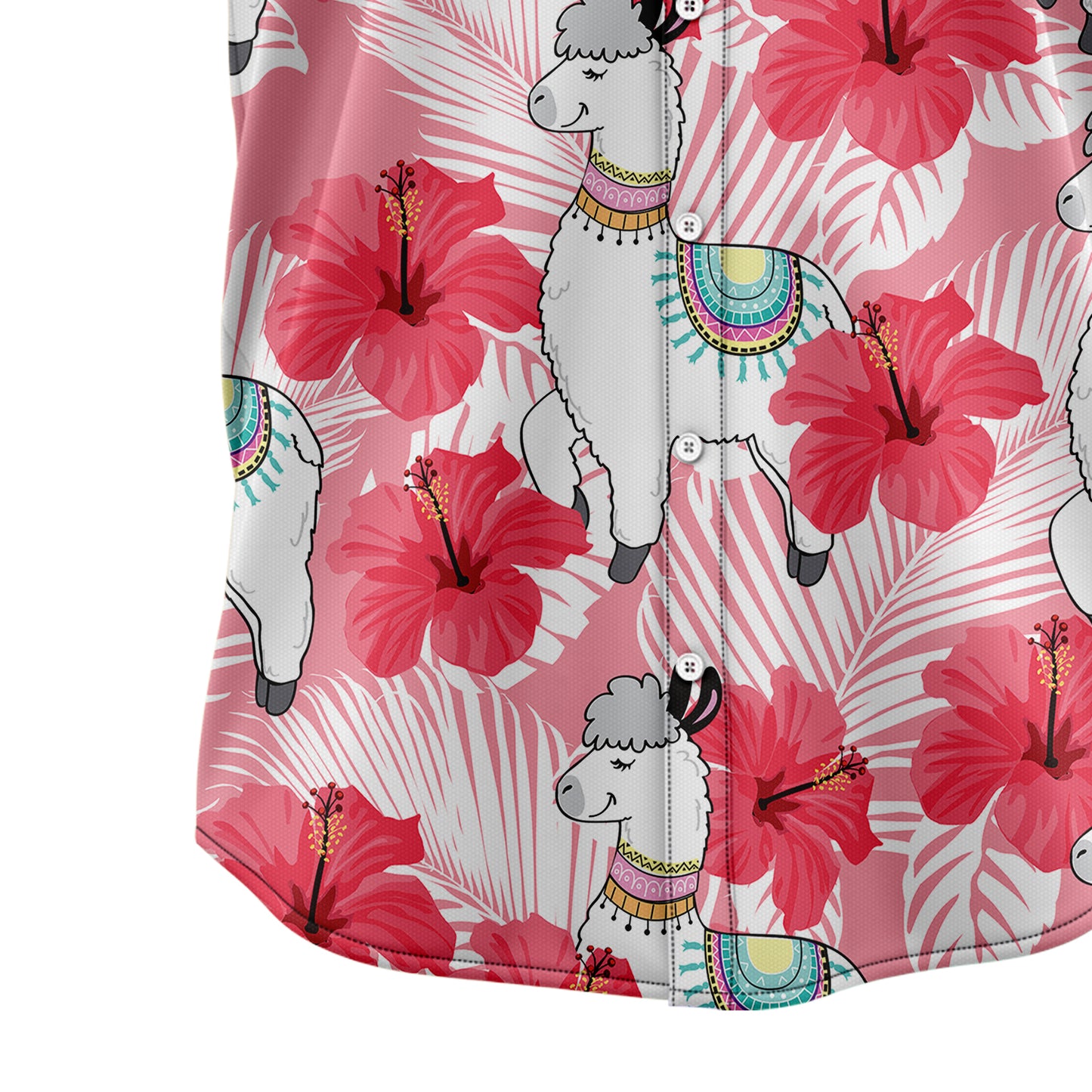 Llama Tropical Flowers Hibiscus H137048 Hawaiian Shirt