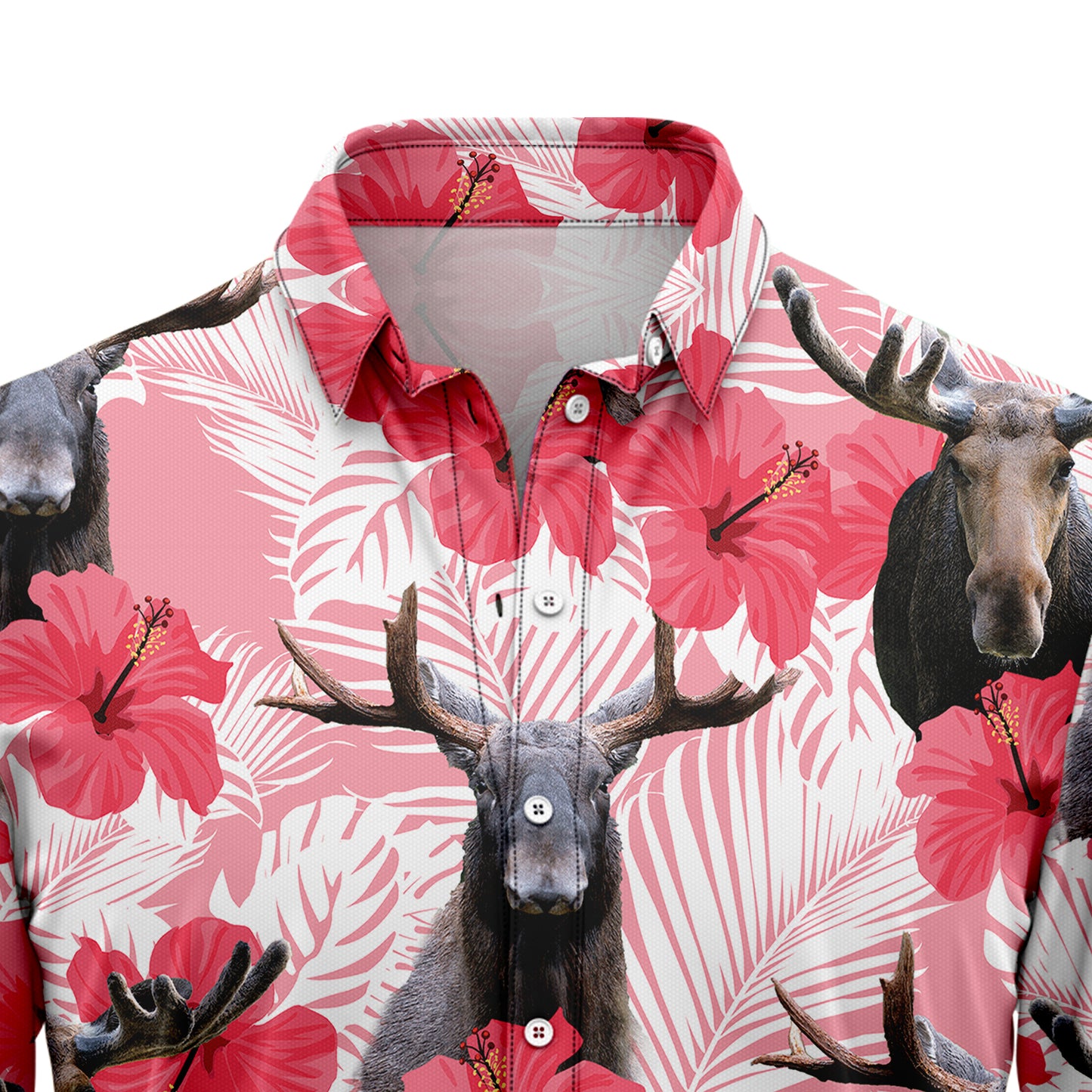 Moose Tropical Flowers Hibiscus H137053 Hawaiian Shirt