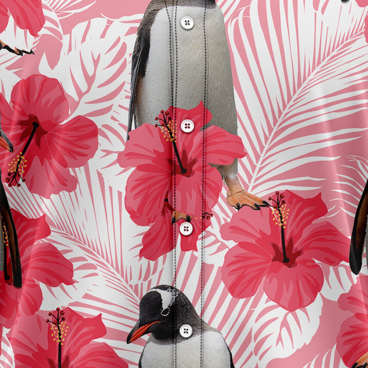Penguin Tropical Flowers Hibiscus H137054 Hawaiian Shirt