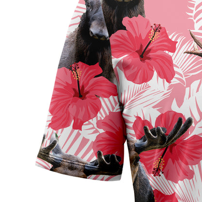Moose Tropical Flowers Hibiscus H137053 Hawaiian Shirt