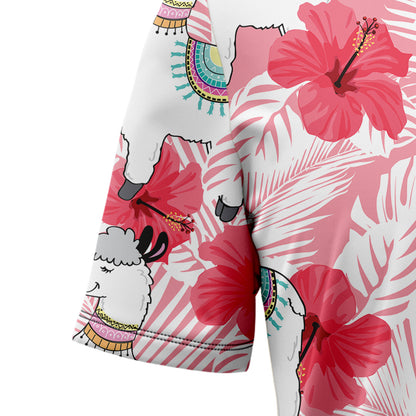 Llama Tropical Flowers Hibiscus H137048 Hawaiian Shirt