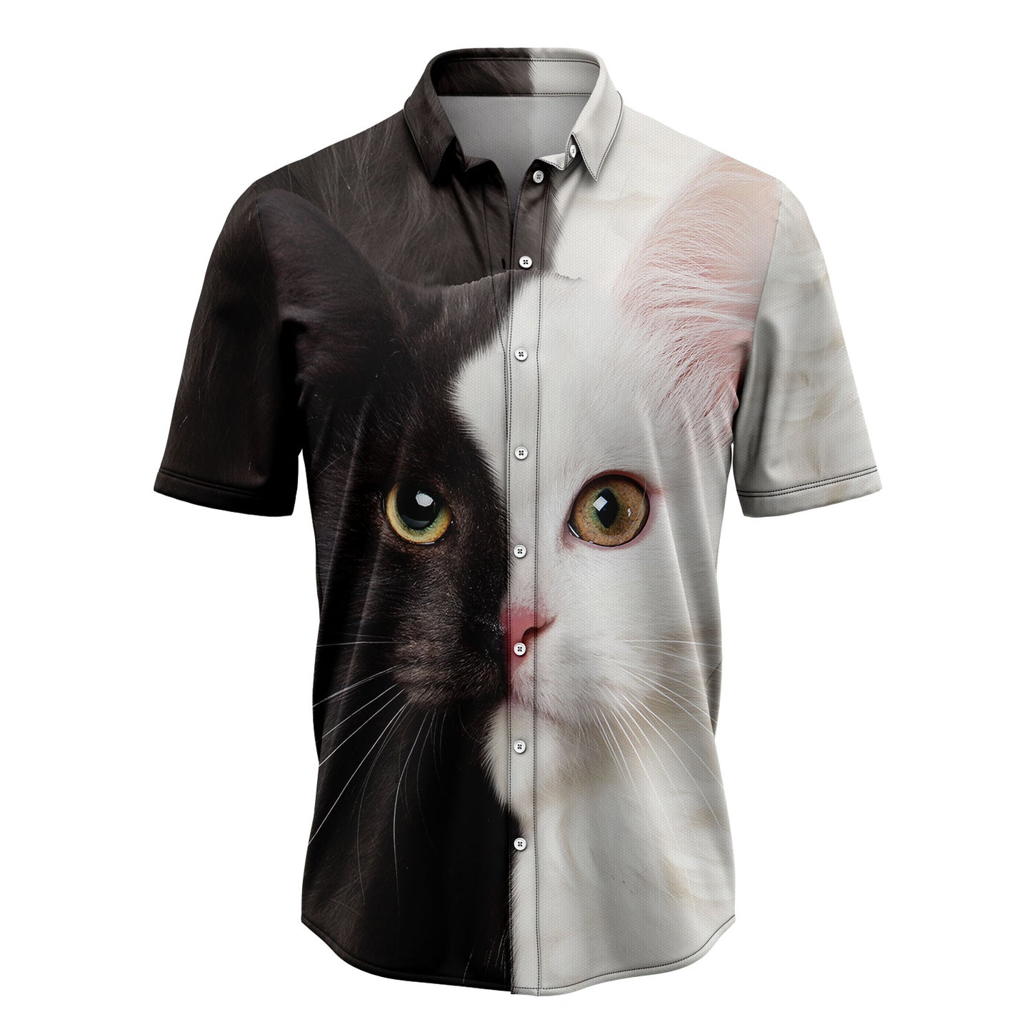 Cat Black & White T3107 Hawaiian Shirt