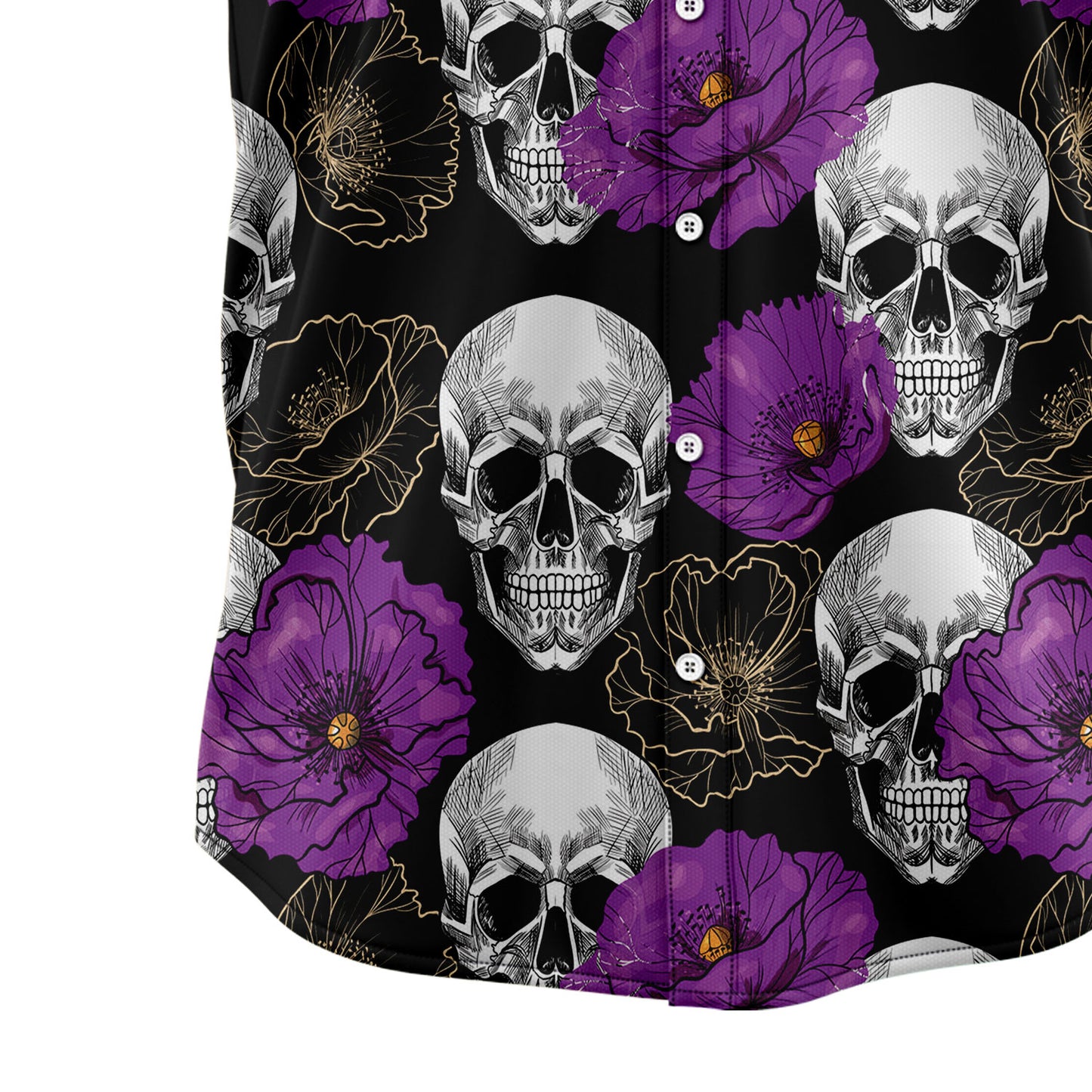 Skull Purple Flower T3007 Hawaiian Shirt