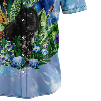 Black Cat Tie Dye H97027 Hawaiian Shirt