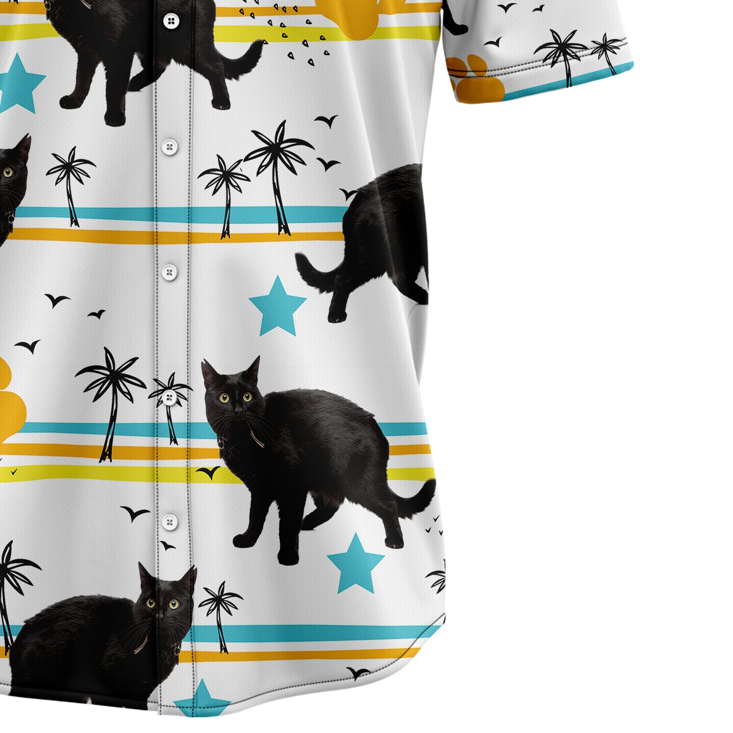 Black Cat Summer Pattern T1307 Hawaiian Shirt