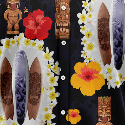 Surfboard Tiki Pattern T1307 Hawaiian Shirt