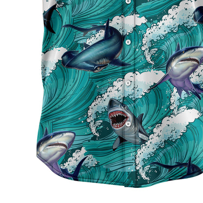 Shark Sea Waves G5730 Hawaiian Shirt
