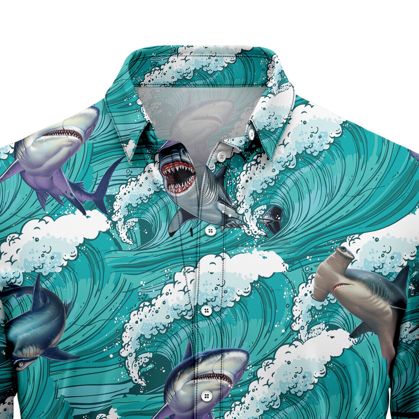 Shark Sea Waves G5730 Hawaiian Shirt