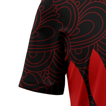 Turtle Leaf Red & Black Pattern T3007 Hawaiian Shirt