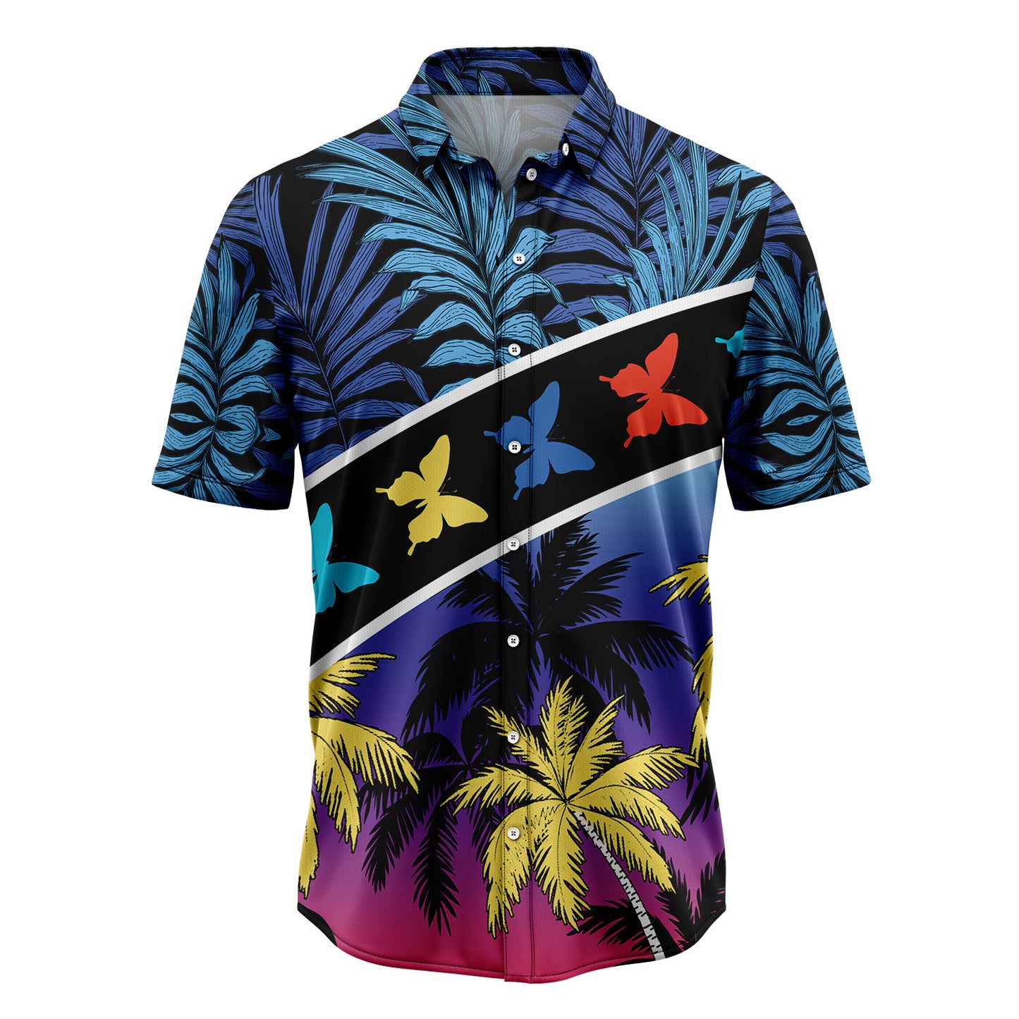 Vacation Tropical Coconut Palm Butterflies H29713 Hawaiian Shirt