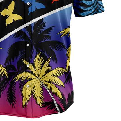 Vacation Tropical Coconut Palm Butterflies H29713 Hawaiian Shirt