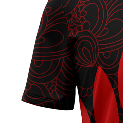 Raven Viking Leaf Red & Black Pattern T3007 Hawaiian Shirt