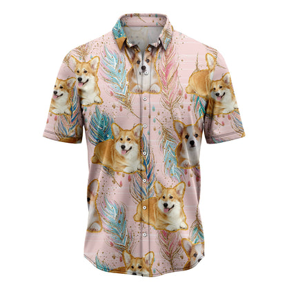 Pembroke Welsh Corgi Boho Feather H30705 Hawaiian Shirt