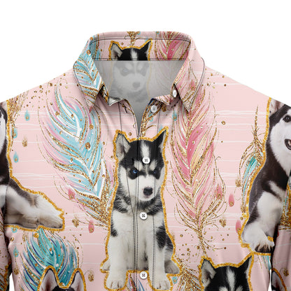 Siberian Husky Boho Feather H30704 Hawaiian Shirt