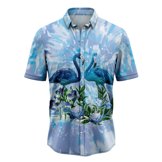 Blue Flamingo Tie Dye H97121 Hawaiian Shirt