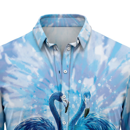 Blue Flamingo Tie Dye H97121 Hawaiian Shirt