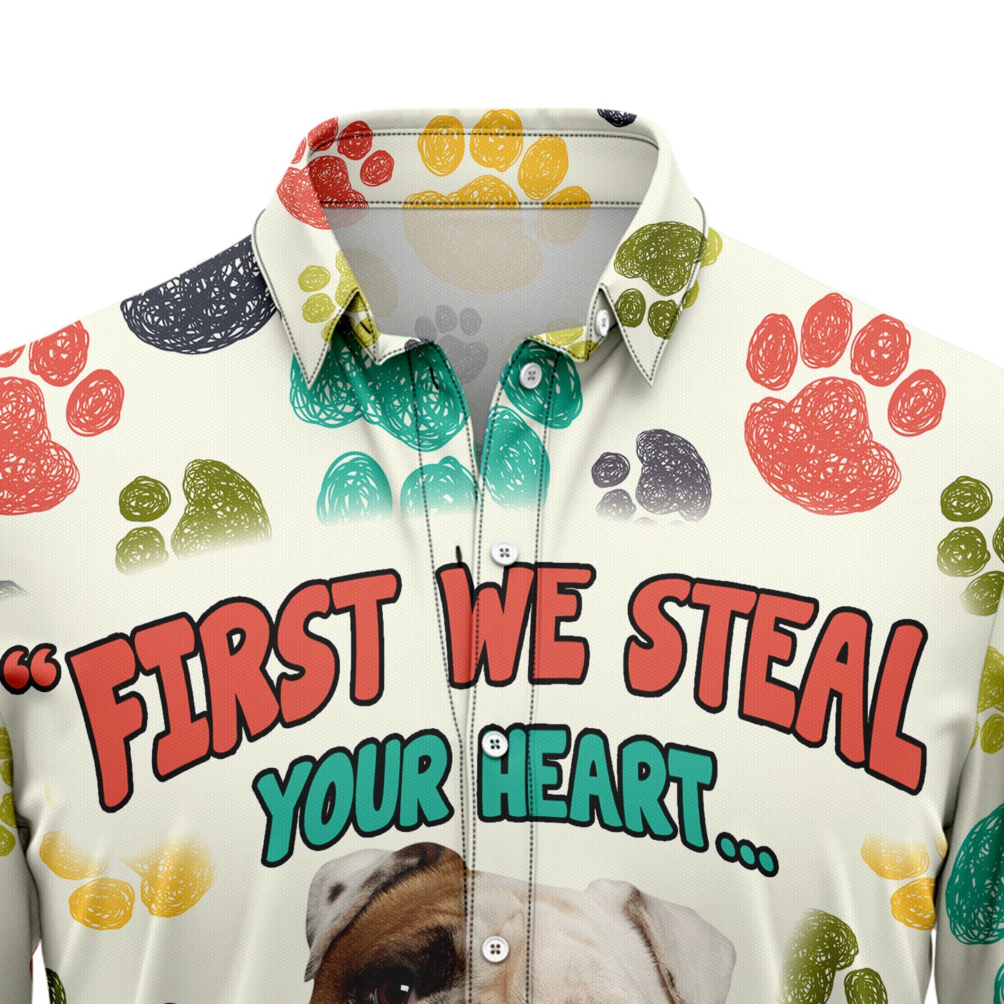 Bulldog Steal Your Heart H28806 Hawaiian Shirt